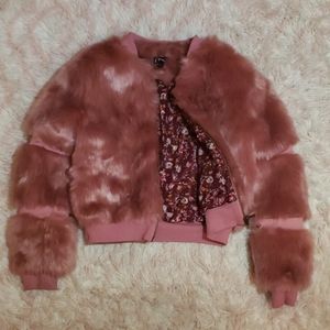 Art class faux fur pink jacket
